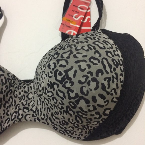 Josie Natori 34D Bra Kitten Print Black NWT - Picture 3 of 12